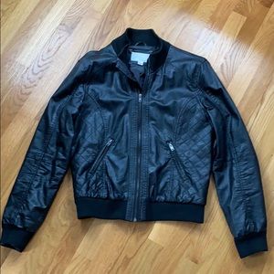 Faux leather bomber jacket